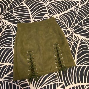 Green Lace Up Skirt